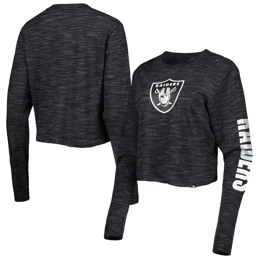 Las Vegas Raiders New Era Women's Crop Long Sleeve T-Shirt Black | NFL