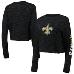 New Orleans Saints New Era Women's Crop Long Sleeve T-Shirt Black | NFL