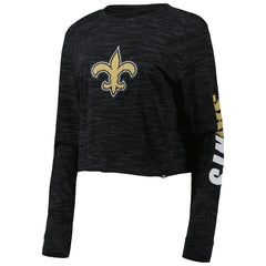 New Orleans Saints New Era Women's Crop Long Sleeve T-Shirt Black | NFL