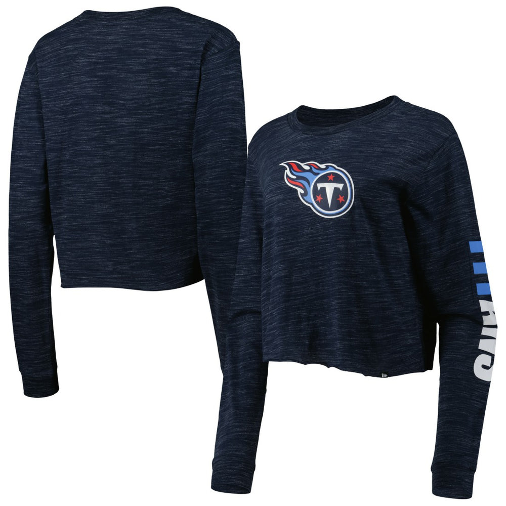 Tennessee Titans New Era Women's Crop Long Sleeve T-Shirt Navy | NFL