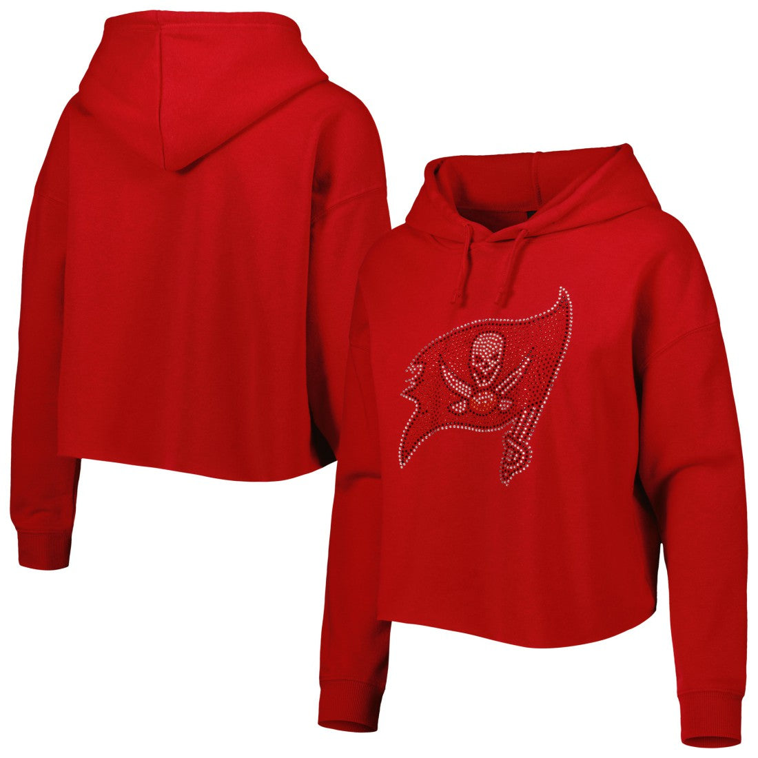 Tampa Bay Buccaneers Cuce Women's Crystal Logo Cropped Pullover Hoodie Red | NFL