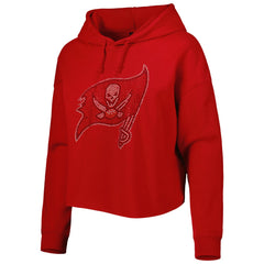 Tampa Bay Buccaneers Cuce Women's Crystal Logo Cropped Pullover Hoodie Red | NFL