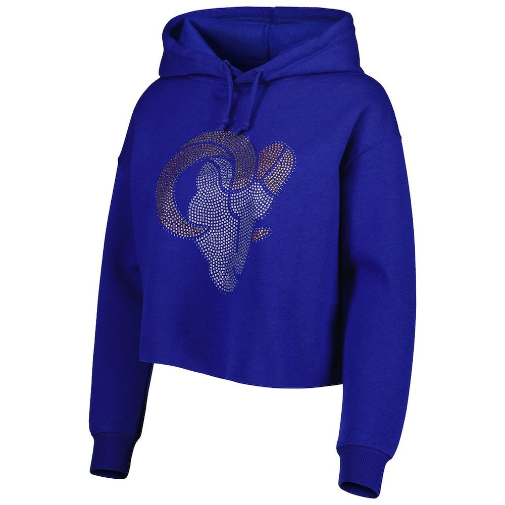 Los Angeles Rams Cuce Women's Crystal Logo Cropped Pullover Hoodie Royal | NFL