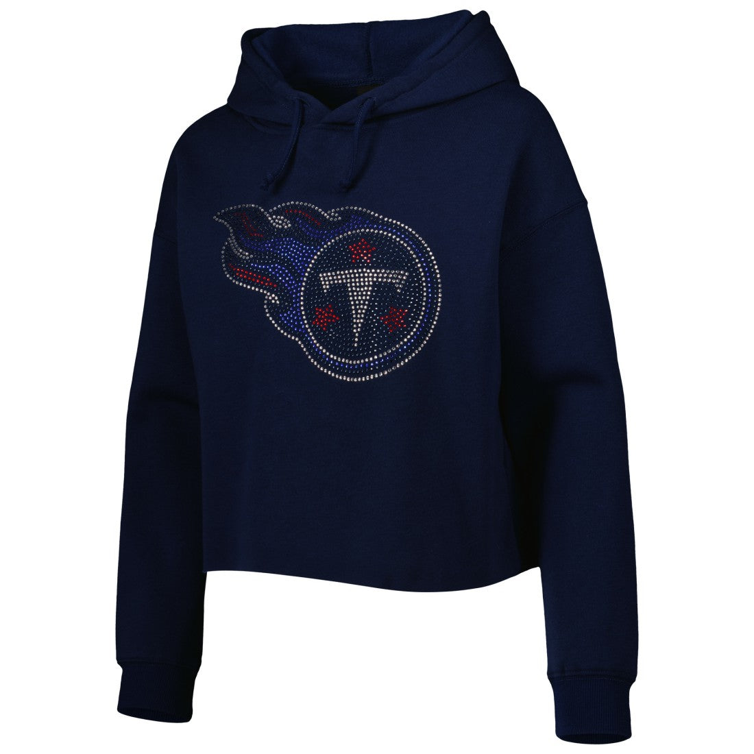 Tennessee Titans Cuce Women's Crystal Logo Cropped Pullover Hoodie Navy | NFL