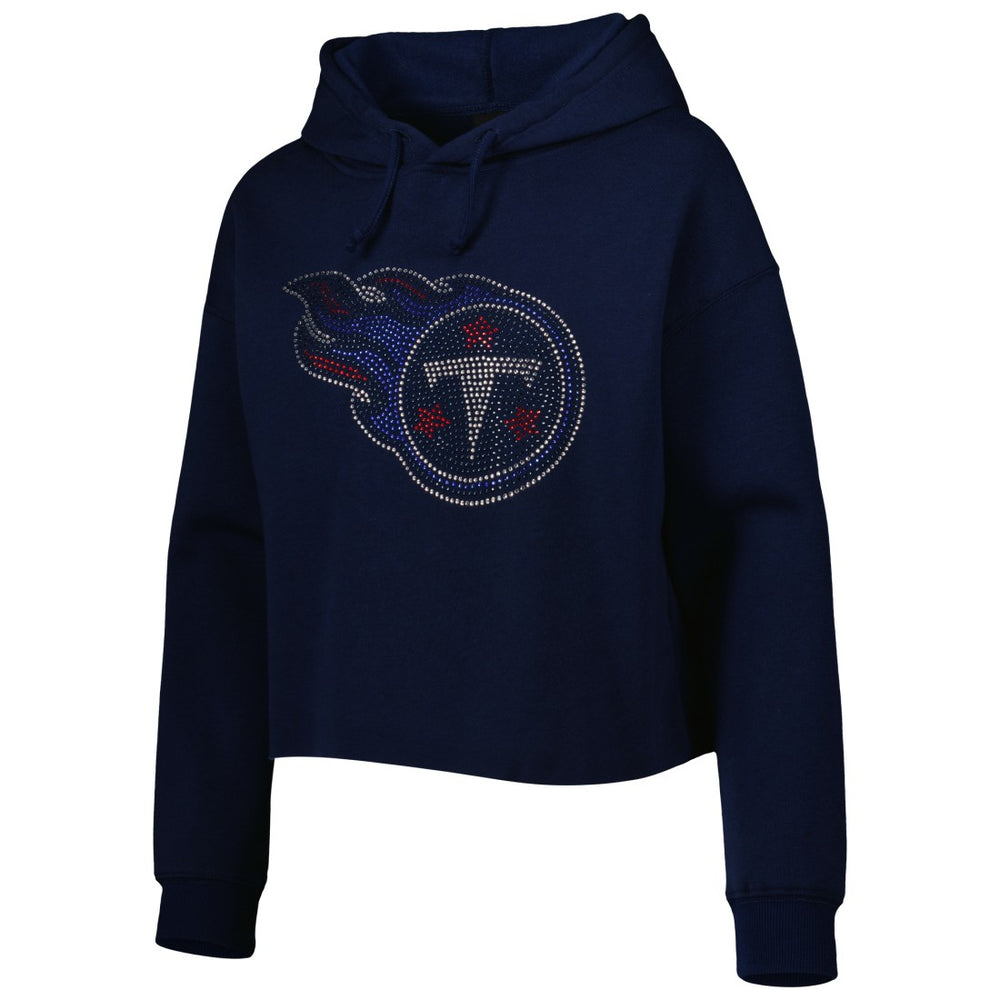 Tennessee Titans Cuce Women's Crystal Logo Cropped Pullover Hoodie Navy | NFL