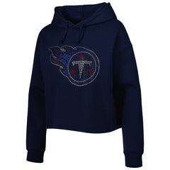 Tennessee Titans Cuce Women's Crystal Logo Cropped Pullover Hoodie Navy | NFL