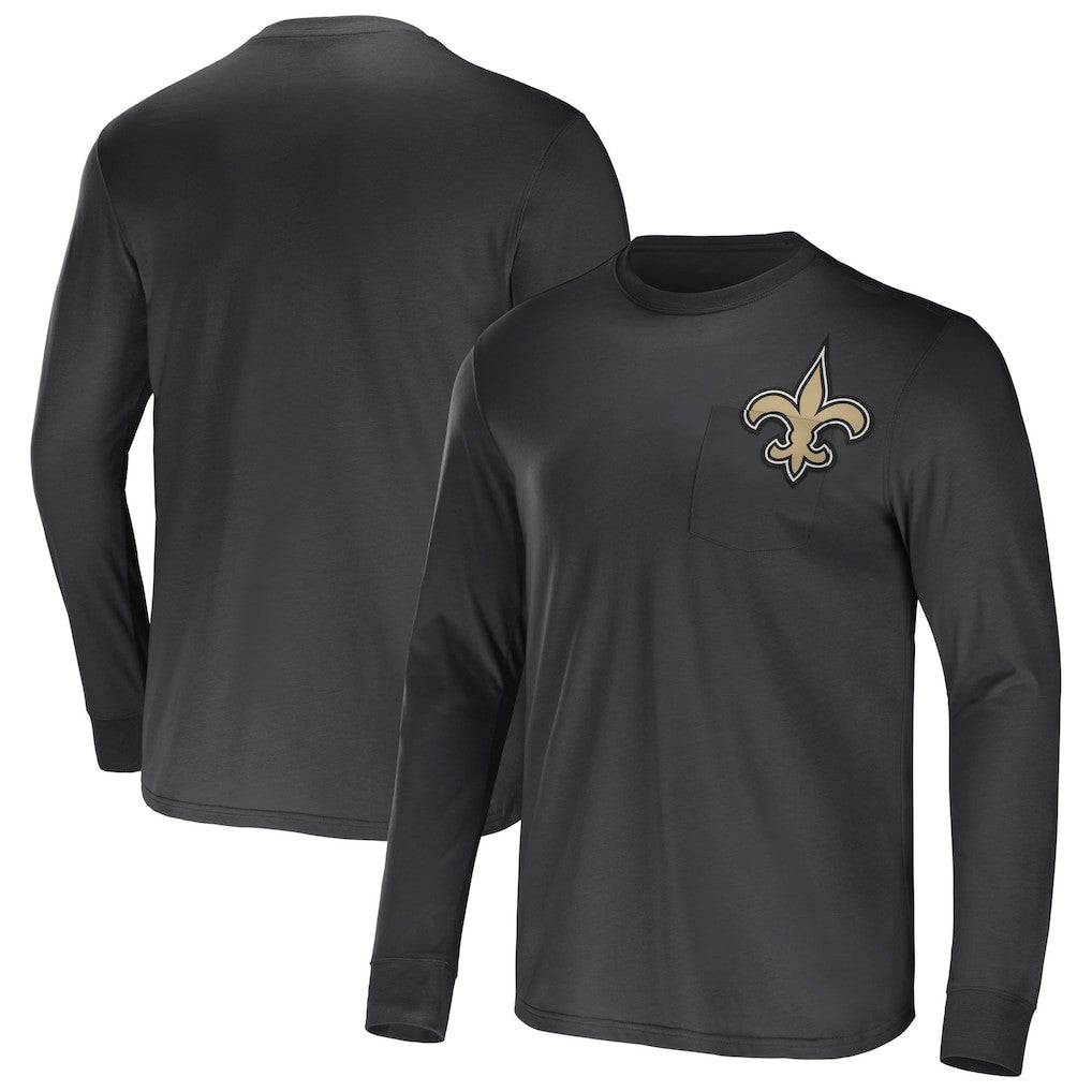 New Orleans Saints NFL x Darius Rucker Collection Team Long Sleeve Pocket T-Shirt Black | Fanatics
