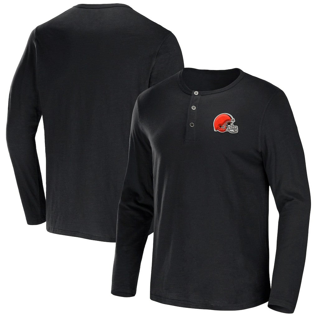 Cleveland Browns NFL x Darius Rucker Collection Slub Jersey Henley Long Sleeve T-Shirt Black | Fanatics
