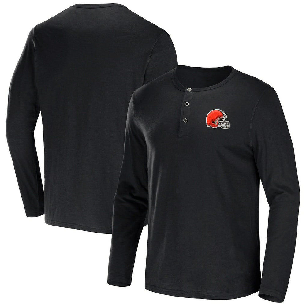 Cleveland Browns NFL x Darius Rucker Collection Slub Jersey Henley Long Sleeve T-Shirt Black | Fanatics