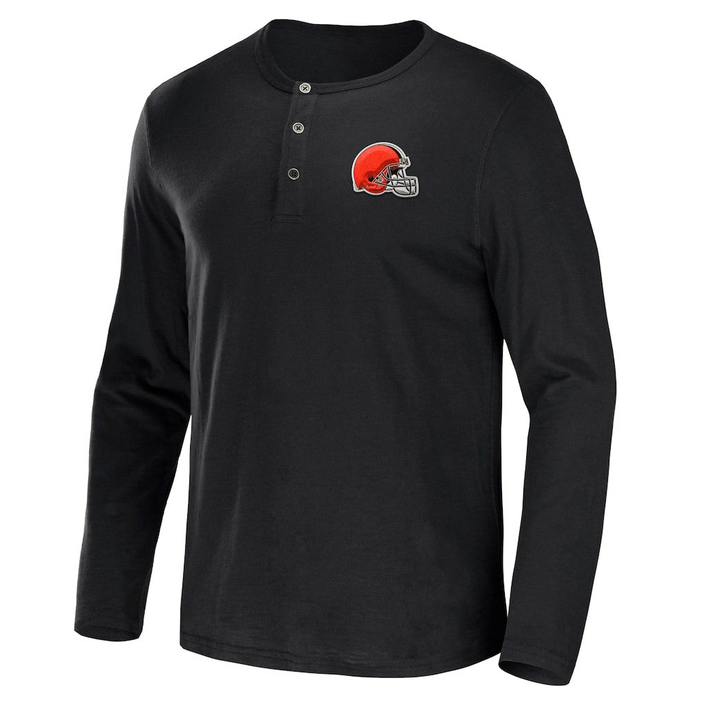 Cleveland Browns NFL x Darius Rucker Collection Slub Jersey Henley Long Sleeve T-Shirt Black | Fanatics