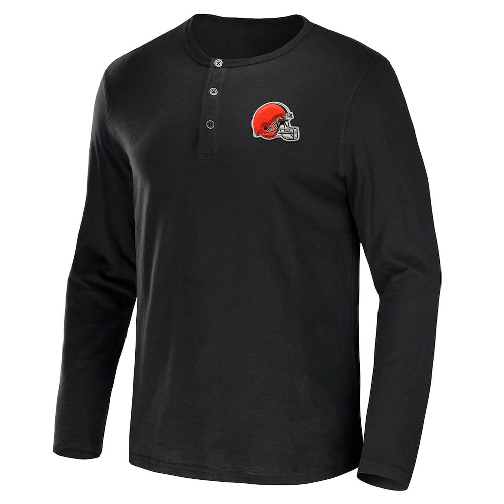Cleveland Browns NFL x Darius Rucker Collection Slub Jersey Henley Long Sleeve T-Shirt Black | Fanatics
