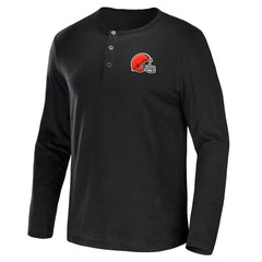 Cleveland Browns NFL x Darius Rucker Collection Slub Jersey Henley Long Sleeve T-Shirt Black | Fanatics