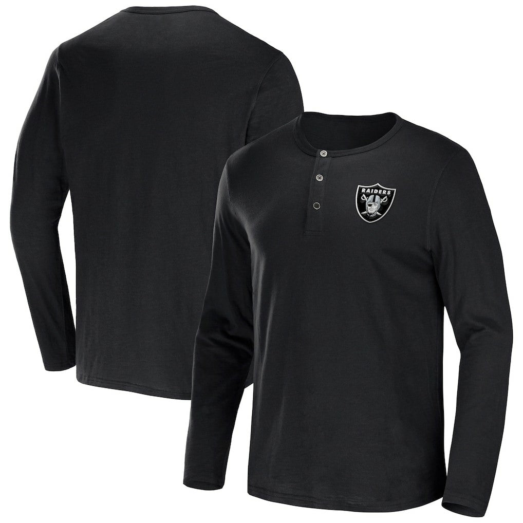 Las Vegas Raiders NFL x Darius Rucker Collection Slub Jersey Henley Long Sleeve T-Shirt Black | Fanatics
