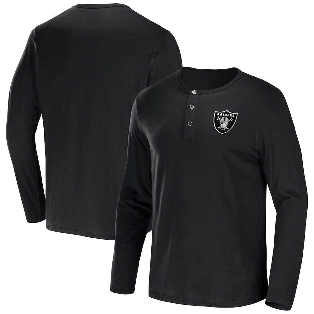 Las Vegas Raiders NFL x Darius Rucker Collection Slub Jersey Henley Long Sleeve T-Shirt Black | Fanatics