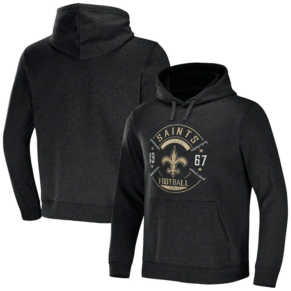 New Orleans Saints NFL x Darius Rucker Collection Radar Pullover Hoodie Heather Charcoal | Fanatics