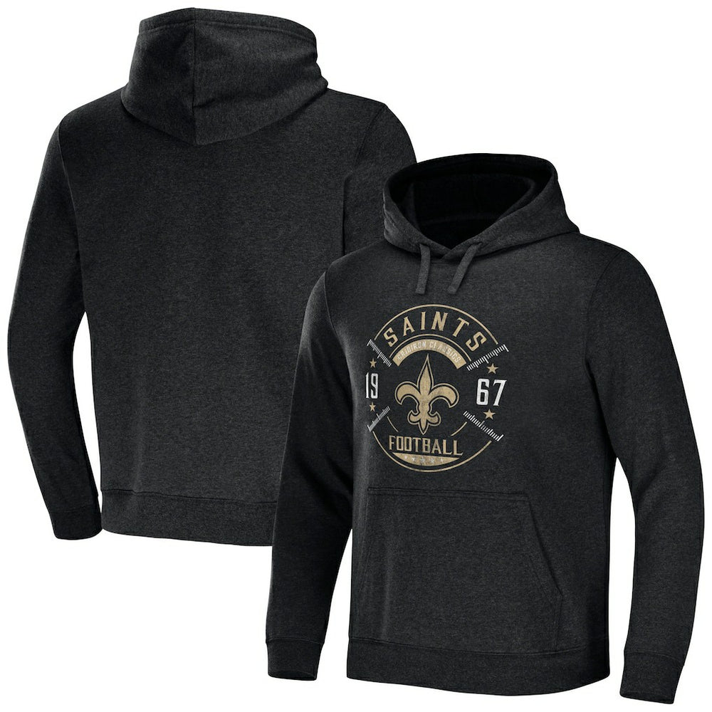 New Orleans Saints NFL x Darius Rucker Collection Radar Pullover Hoodie Heather Charcoal | Fanatics