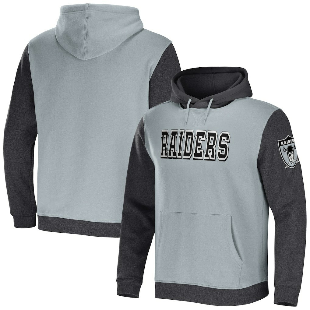 Las Vegas Raiders NFL x Darius Rucker Collection Colorblock Pullover Hoodie Gray/Charcoal | Fanatics