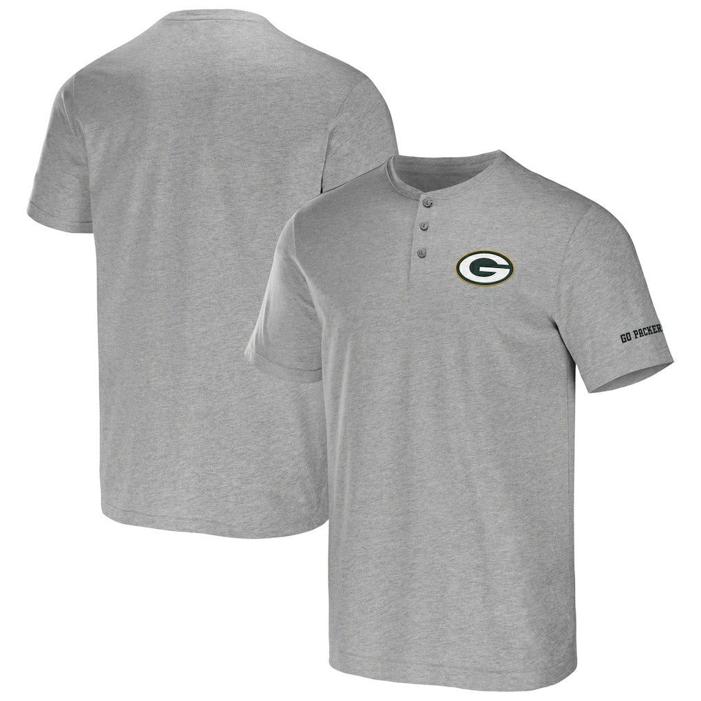 Green Bay Packers NFL x Darius Rucker Collection Henley T-Shirt Heather Gray | Fanatics