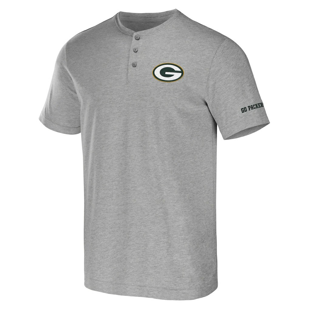 Green Bay Packers NFL x Darius Rucker Collection Henley T-Shirt Heather Gray | Fanatics