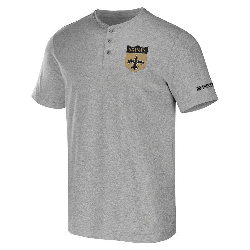 New Orleans Saints NFL x Darius Rucker Collection Henley T-Shirt Heather Gray | Fanatics