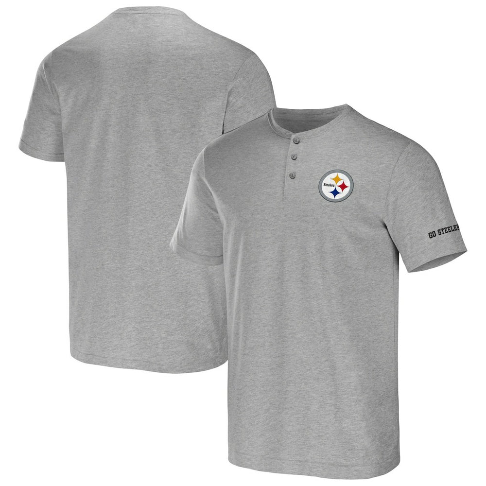 Pittsburgh Steelers NFL x Darius Rucker Collection Henley T-Shirt Heather Gray | Fanatics