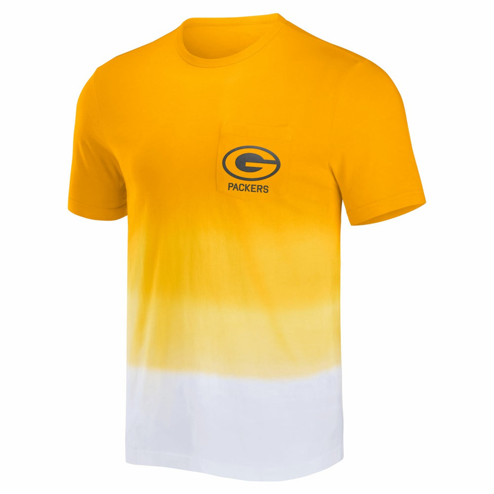 Green Bay Packers NFL x Darius Rucker Collection Dip Dye Pocket T-Shirt Gold/White | Fanatics