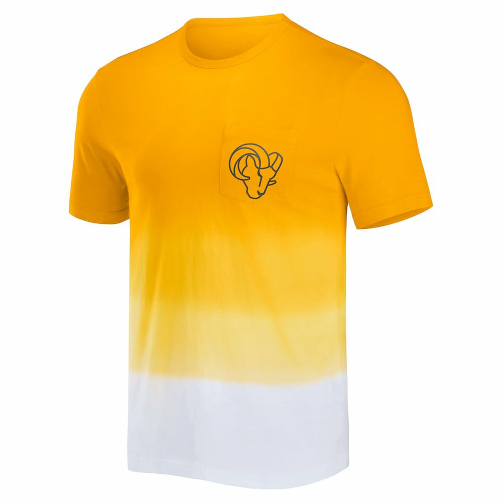Los Angeles Rams NFL x Darius Rucker Collection Dip Dye Pocket T-Shirt Gold/White | Fanatics