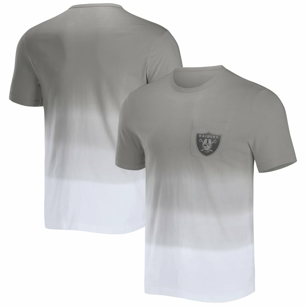Las Vegas Raiders NFL x Darius Rucker Collection Dip Dye Pocket T-Shirt Silver/White | Fanatics