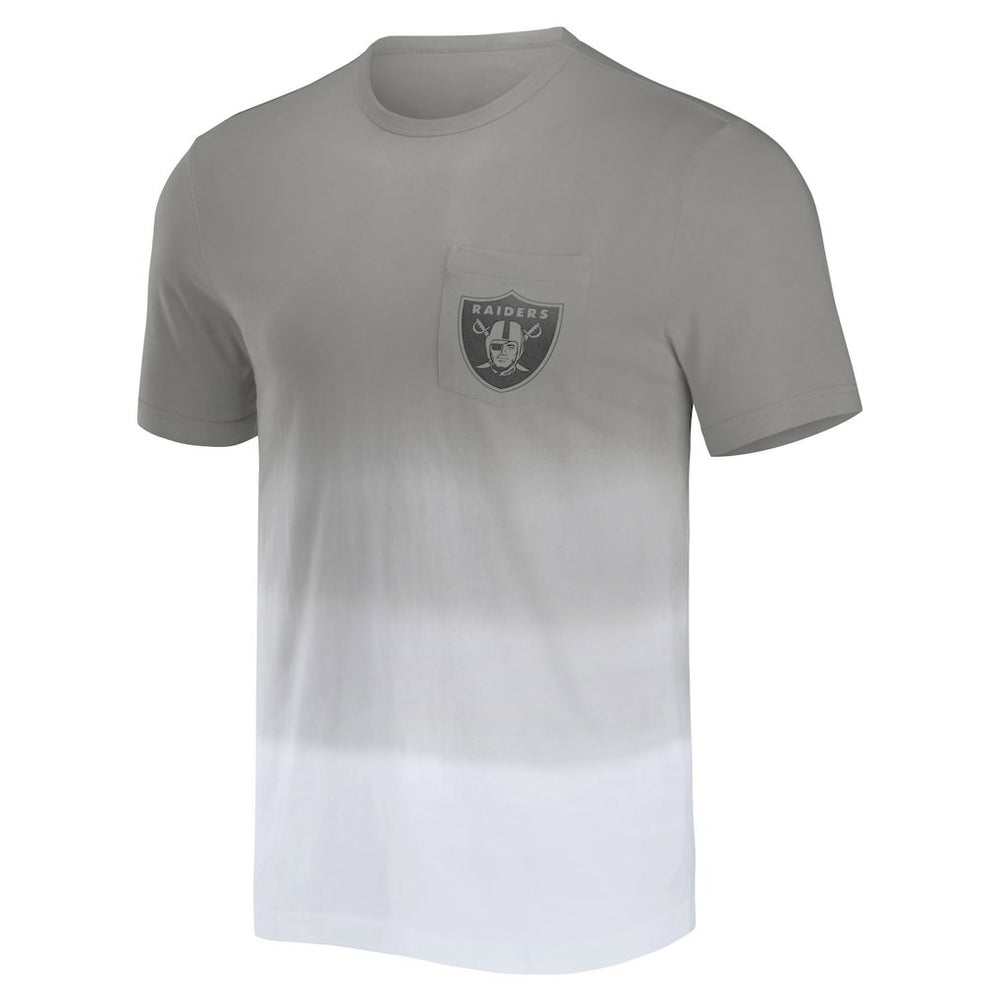 Las Vegas Raiders NFL x Darius Rucker Collection Dip Dye Pocket T-Shirt Silver/White | Fanatics