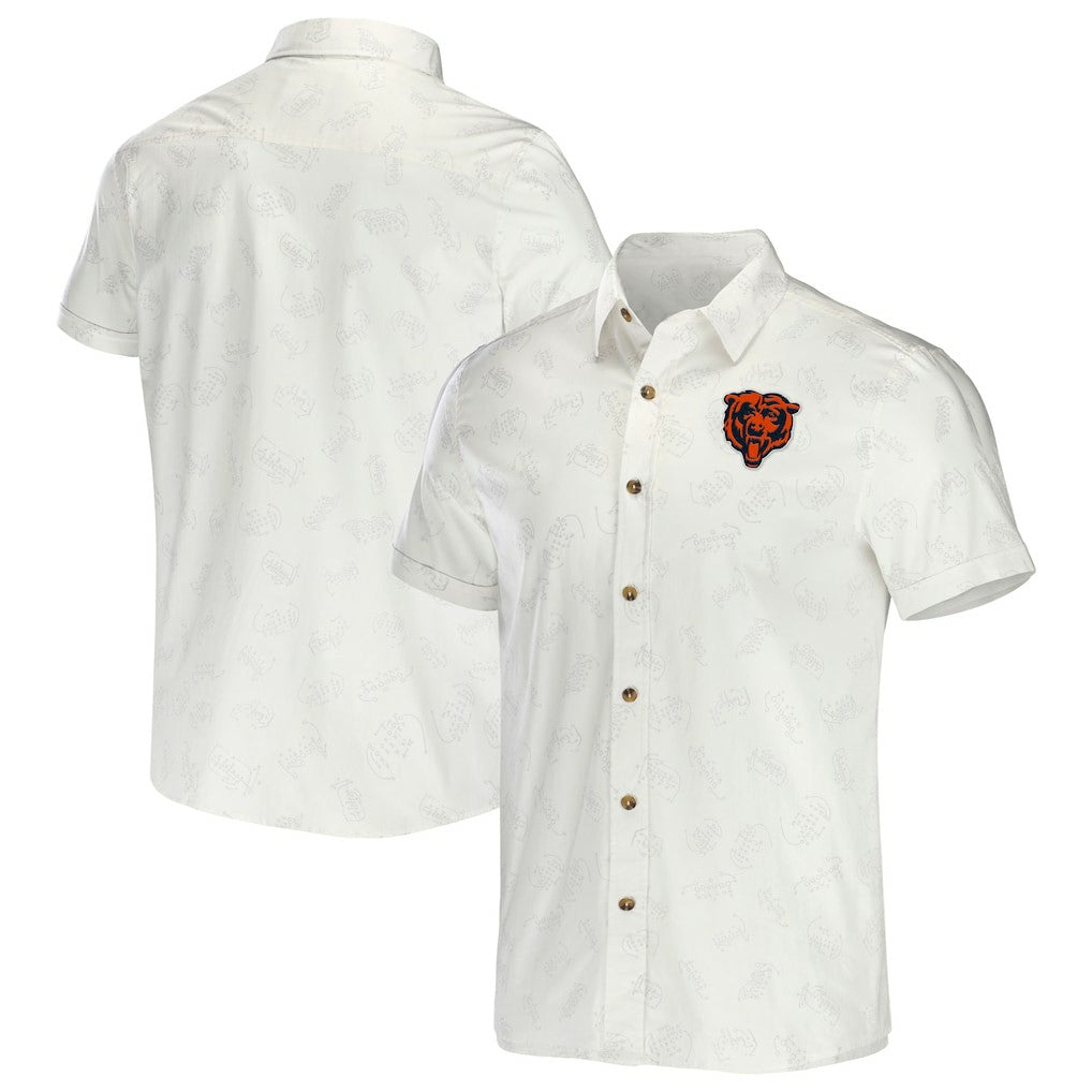 Chicago Bears NFL x Darius Rucker Collection Woven Button-Up T-Shirt White | Fanatics