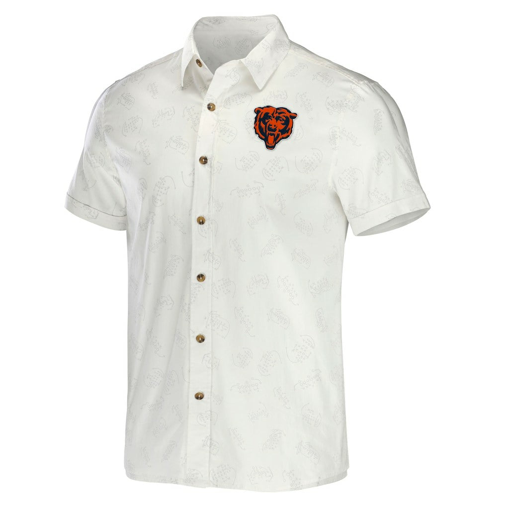 Chicago Bears NFL x Darius Rucker Collection Woven Button-Up T-Shirt White | Fanatics