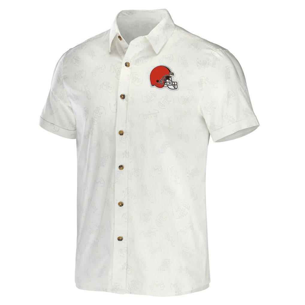 Cleveland Browns NFL x Darius Rucker Collection Woven Button-Up T-Shirt White | Fanatics
