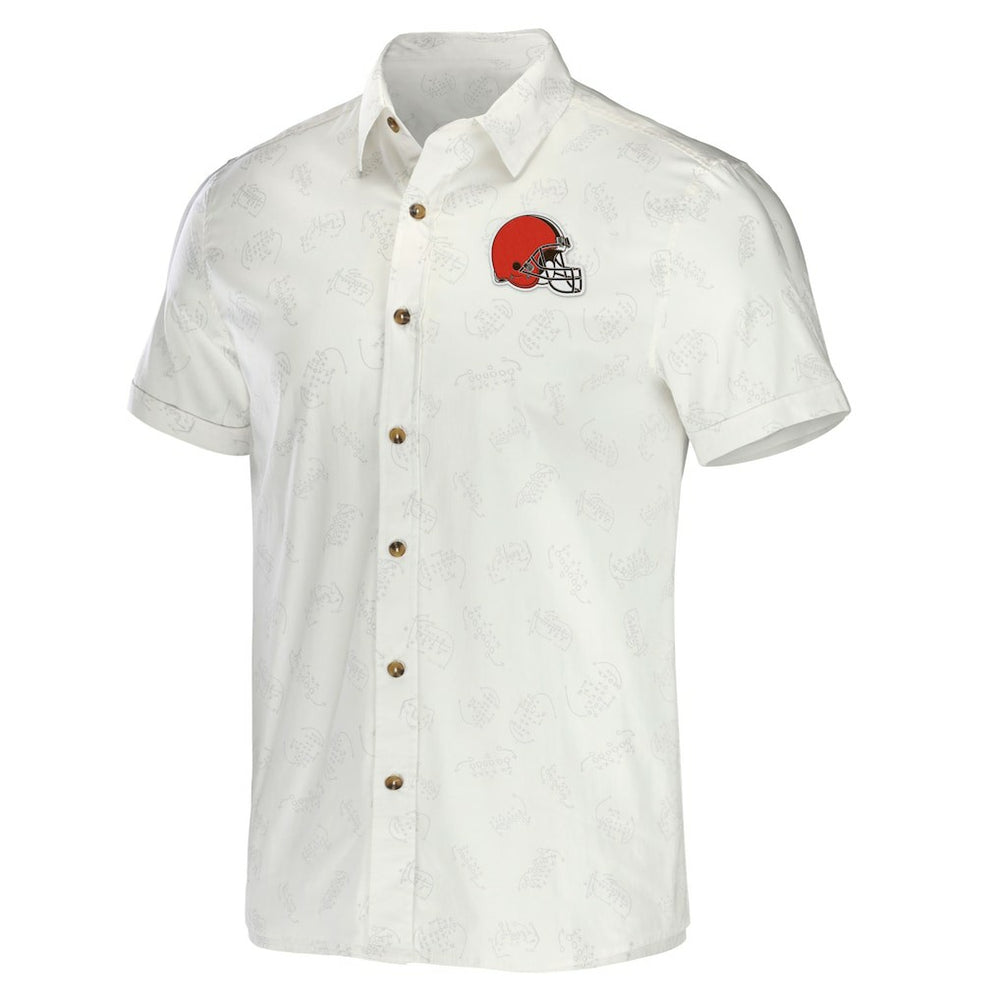 Cleveland Browns NFL x Darius Rucker Collection Woven Button-Up T-Shirt White | Fanatics