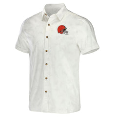 Cleveland Browns NFL x Darius Rucker Collection Woven Button-Up T-Shirt White | Fanatics