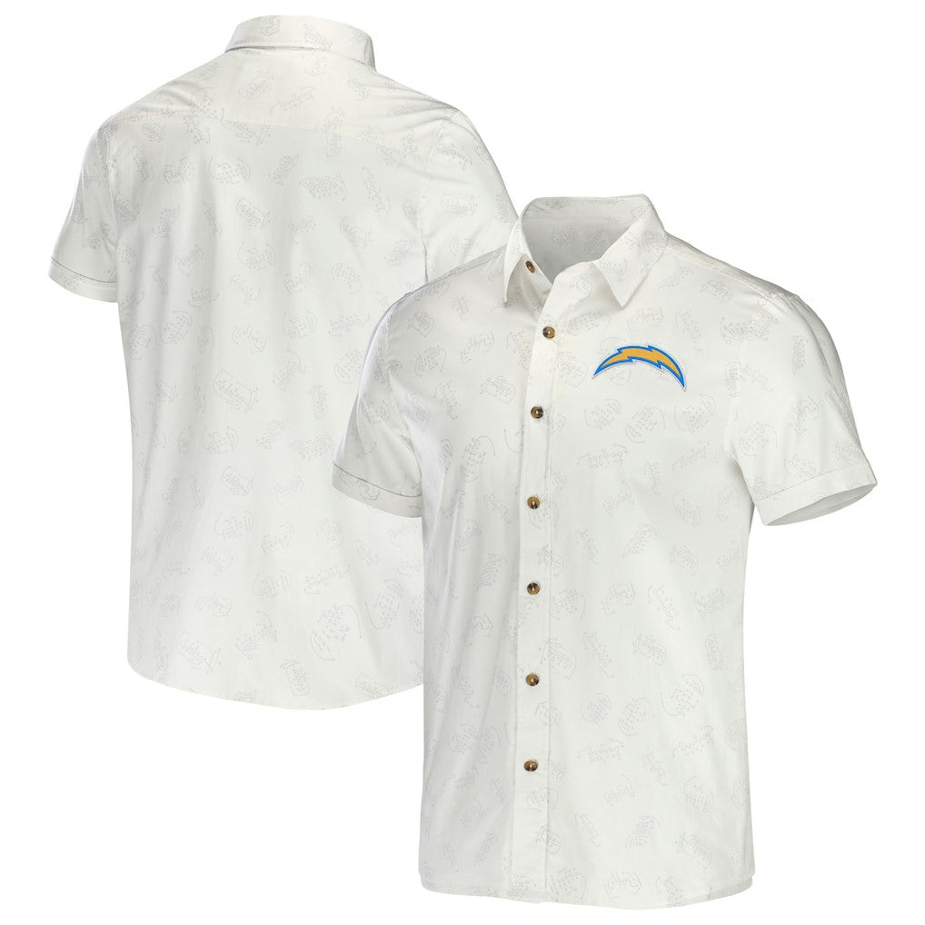 Los Angeles Chargers NFL x Darius Rucker Collection Woven Button-Up T-Shirt White | Fanatics