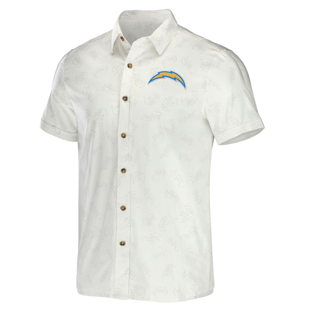 Los Angeles Chargers NFL x Darius Rucker Collection Woven Button-Up T-Shirt White | Fanatics