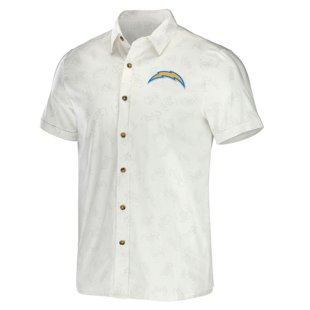 Los Angeles Chargers NFL x Darius Rucker Collection Woven Button-Up T-Shirt White | Fanatics