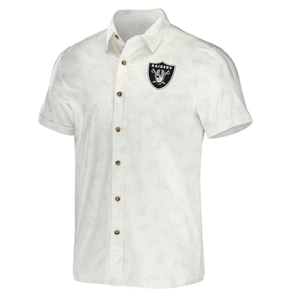 Las Vegas Raiders NFL x Darius Rucker Collection Woven Button-Up T-Shirt White | Fanatics
