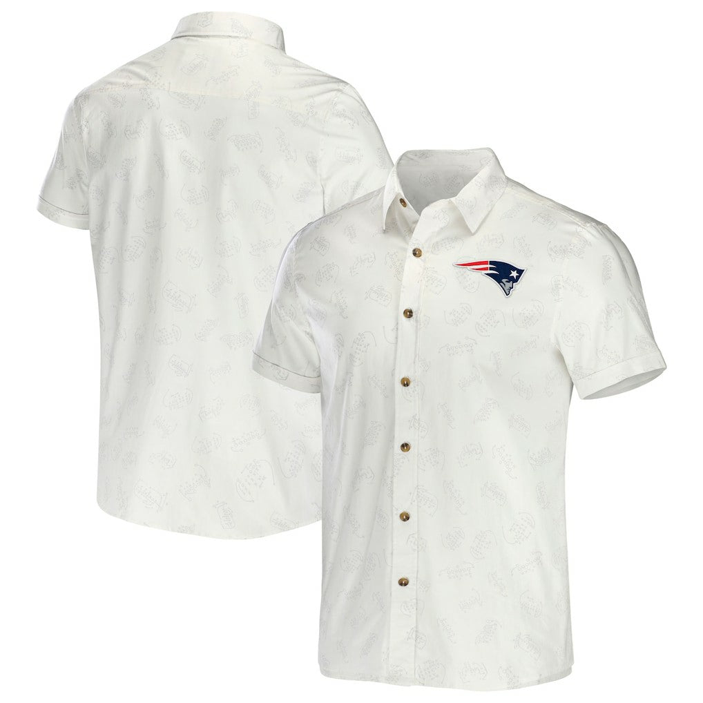 New England Patriots NFL x Darius Rucker Collection Woven Button-Up T-Shirt White | Fanatics