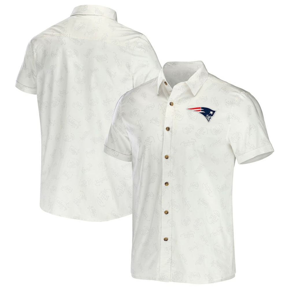 New England Patriots NFL x Darius Rucker Collection Woven Button-Up T-Shirt White | Fanatics