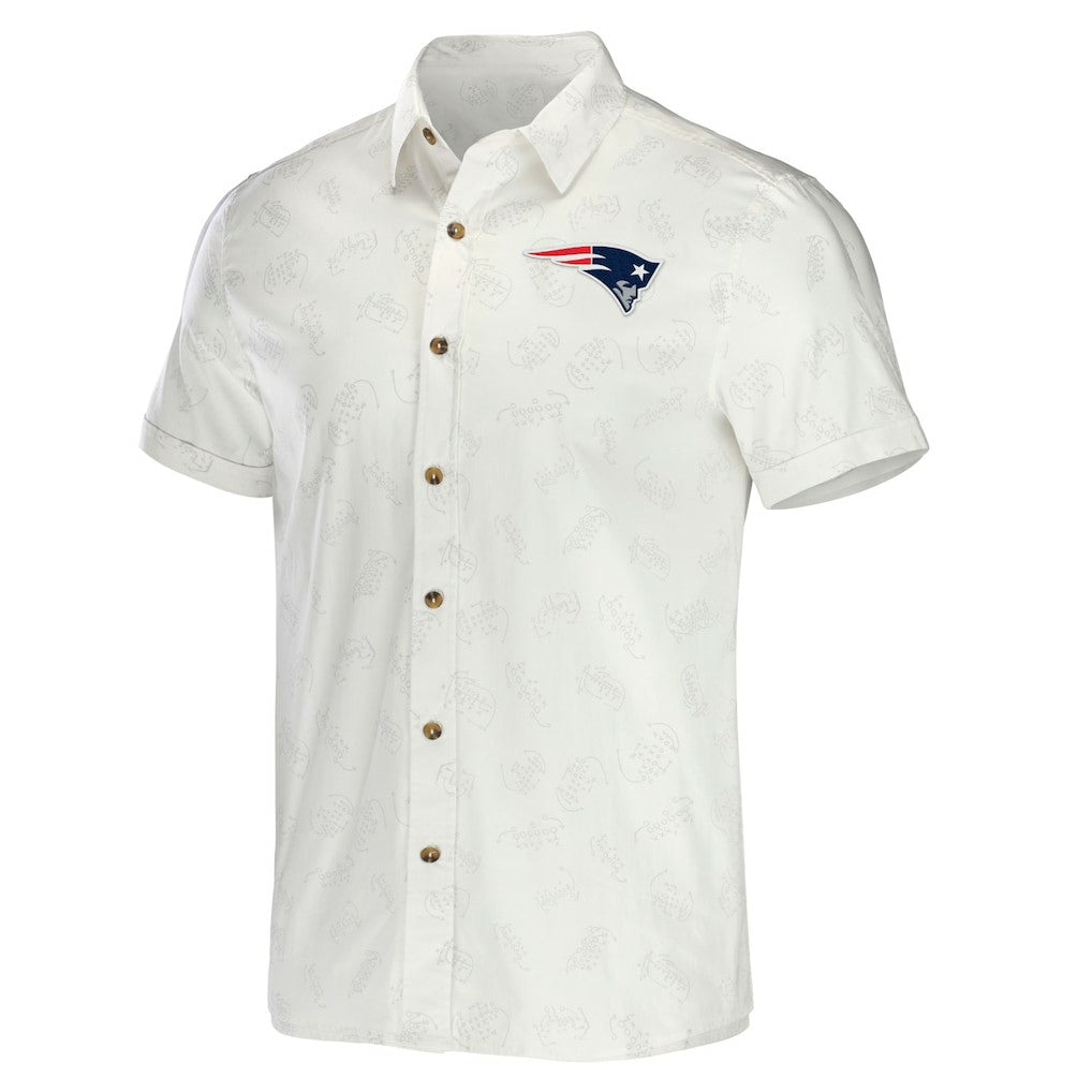 New England Patriots NFL x Darius Rucker Collection Woven Button-Up T-Shirt White | Fanatics