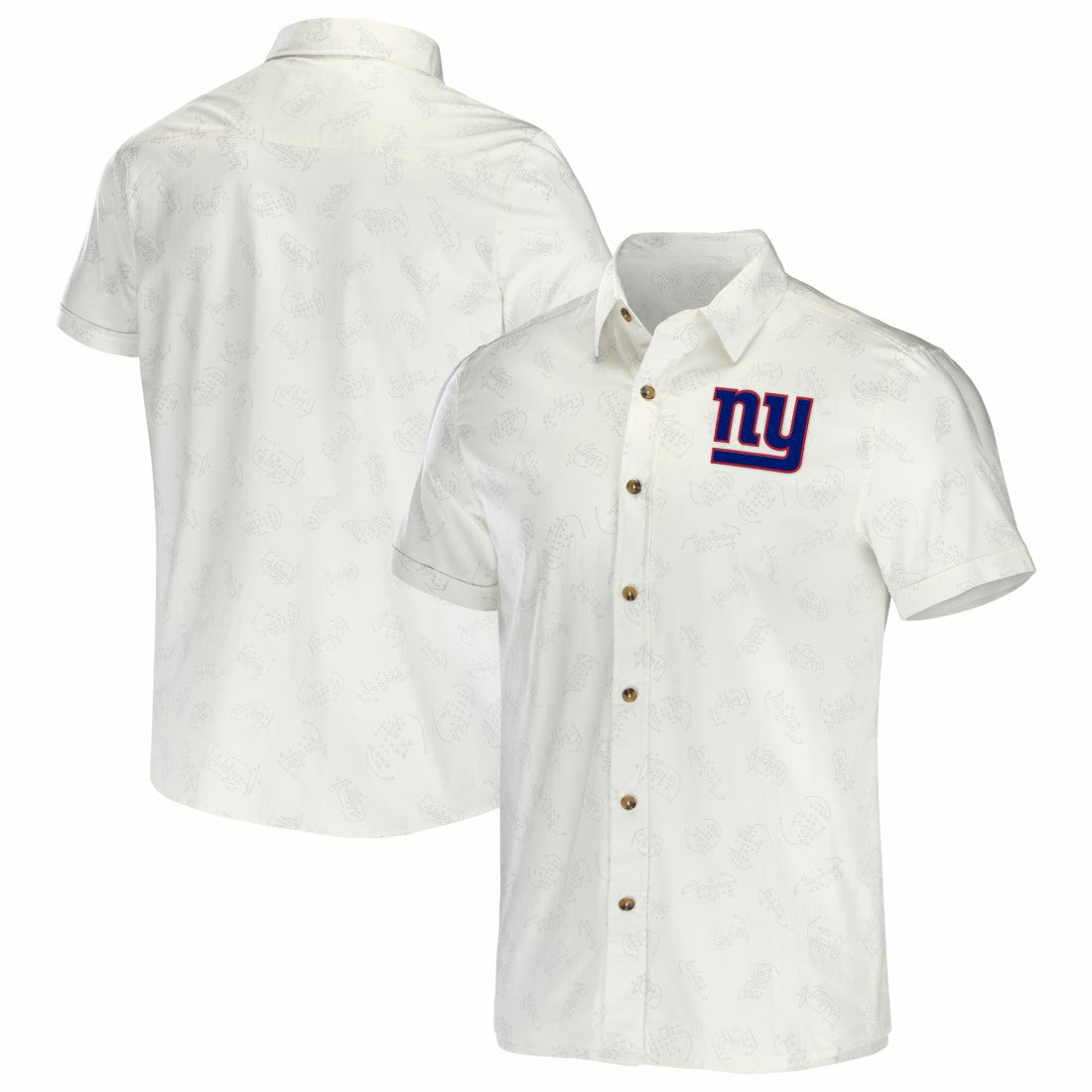 New York Giants NFL x Darius Rucker Collection Woven Button-Up T-Shirt White | Fanatics