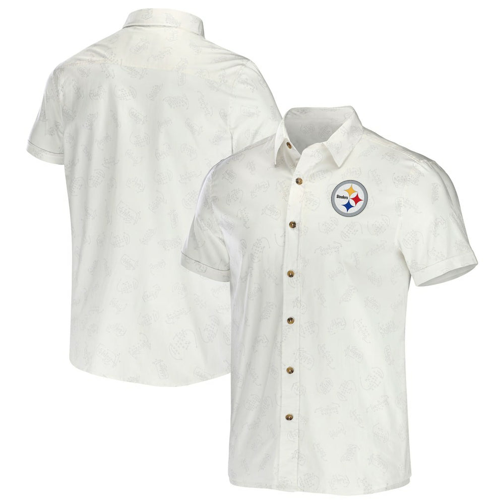 Pittsburgh Steelers NFL x Darius Rucker Collection Woven Button-Up T-Shirt White | Fanatics