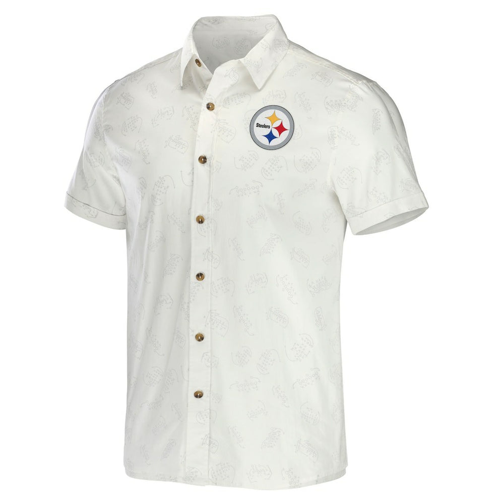 Pittsburgh Steelers NFL x Darius Rucker Collection Woven Button-Up T-Shirt White | Fanatics
