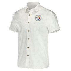 Pittsburgh Steelers NFL x Darius Rucker Collection Woven Button-Up T-Shirt White | Fanatics