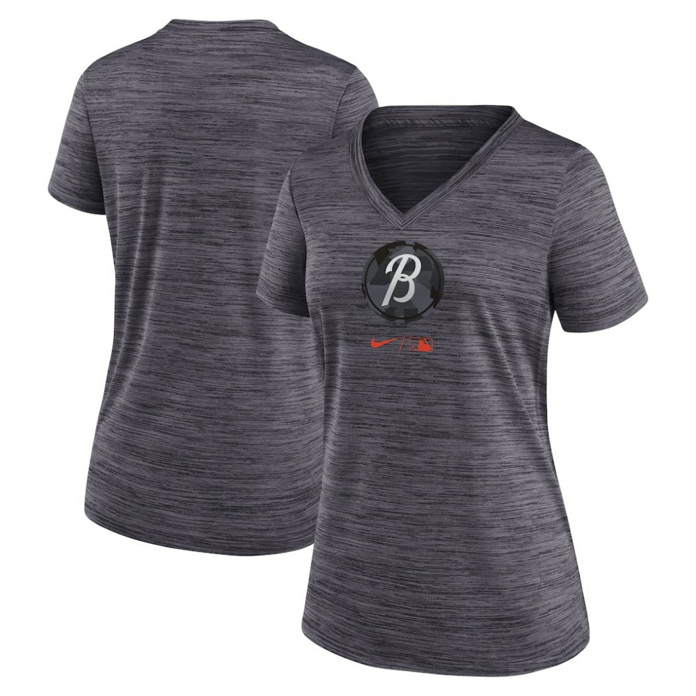 Baltimore Orioles Nike Women's City Connect Velocity Practice Performance V-Neck T-Shirt - MLB