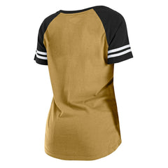 New Orleans Saints New Era Women's Legacy Lace-Up Raglan T-Shirt Gold/Black | NFL