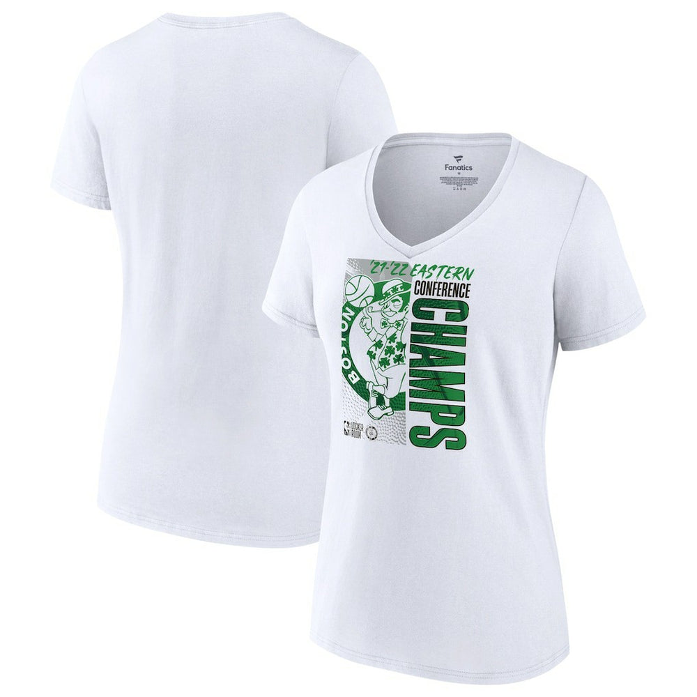 Boston Celtics Women's 2022 Eastern Conference Champions Plus Size Locker Room V-Neck T-Shirt White - NBA