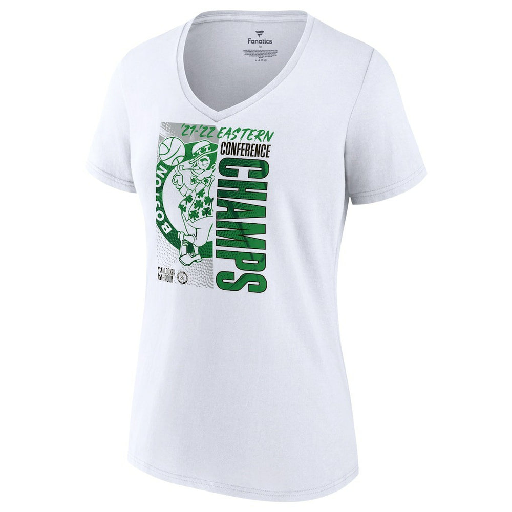 Boston Celtics Women's 2022 Eastern Conference Champions Plus Size Locker Room V-Neck T-Shirt White - NBA