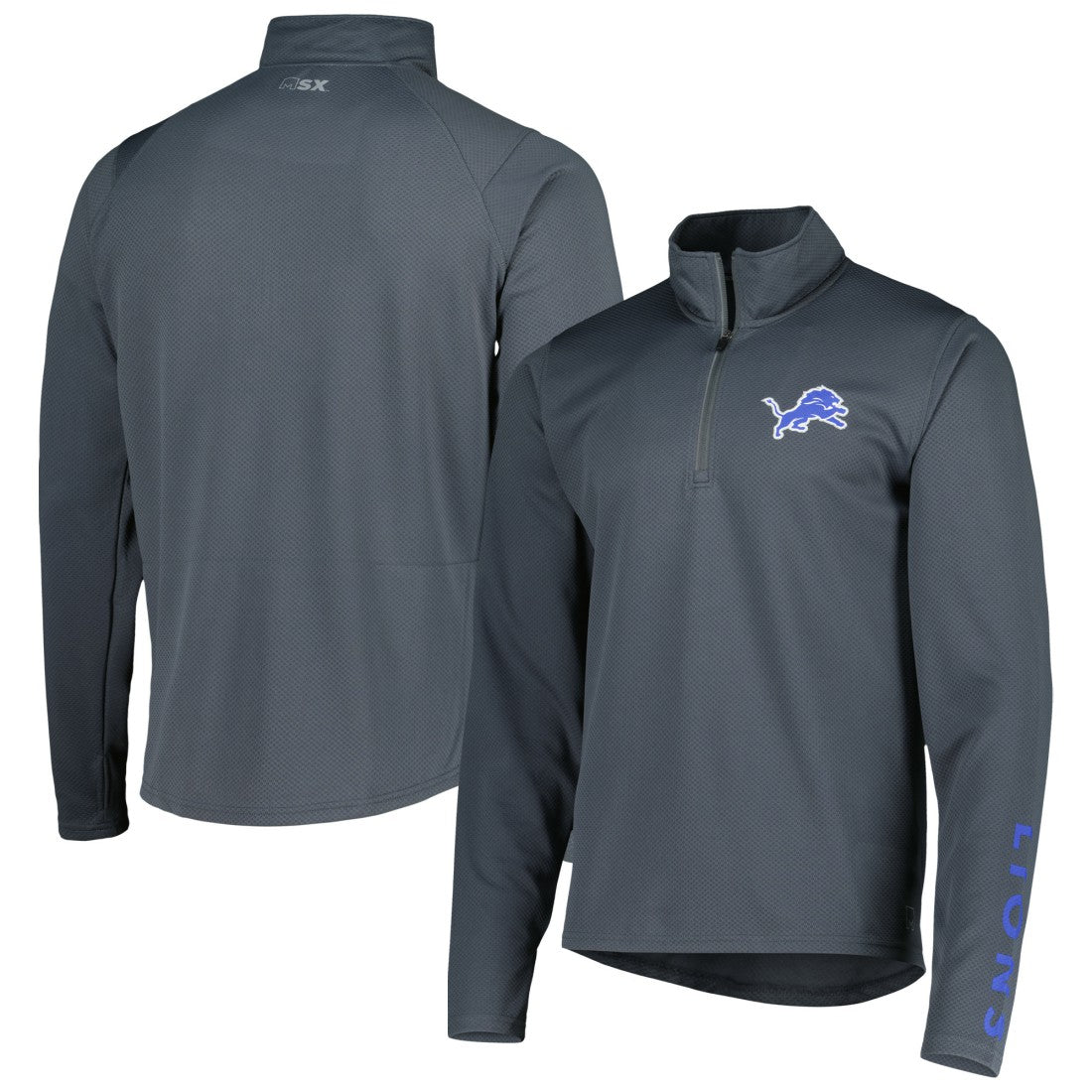 Detroit Lions MSX by Michael Strahan Half-Zip Pullover Charcoal | NFL